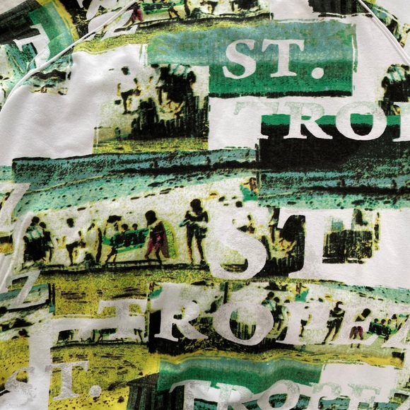 ONQUE Casuals ST. TROPEZ Postcard Print JACKET With RHINESTONE Zipper Medium - Picture 9 of 16